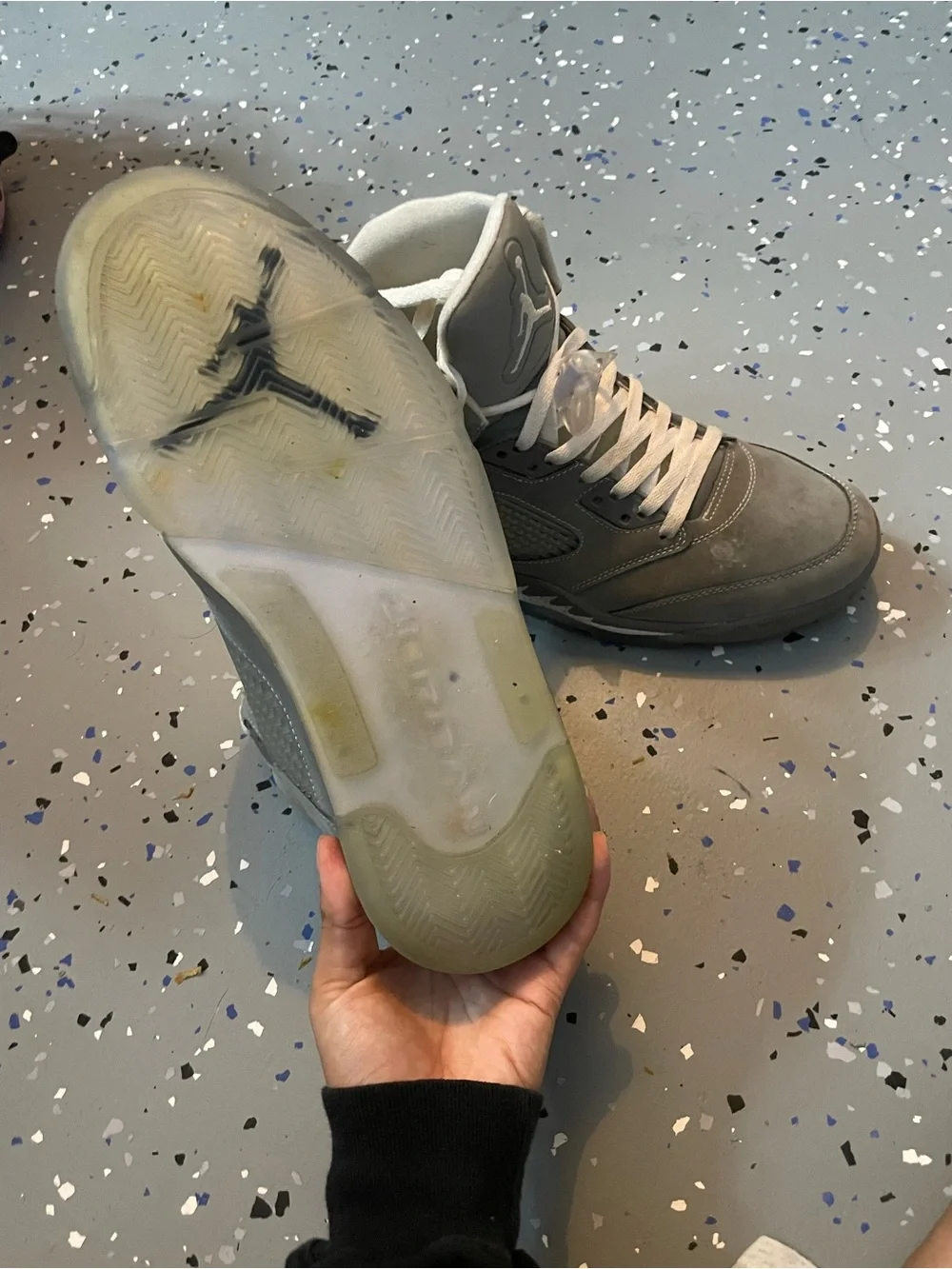 Jordan Grey Suede High-Top Sneakers with White Laces